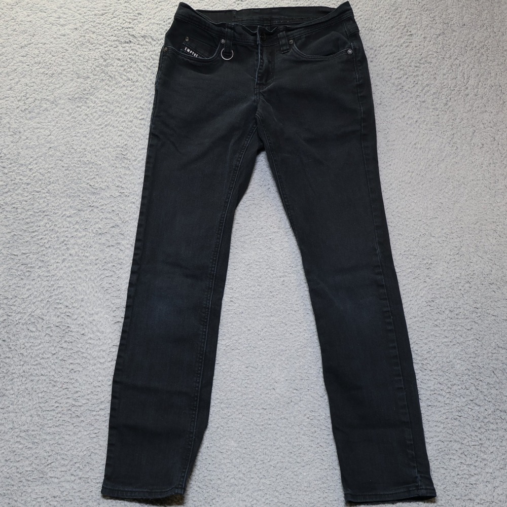 Empyre Mens Black Denim Slim Fit Jeans D-Ring Detail Size 28x28 Streetwear Skate